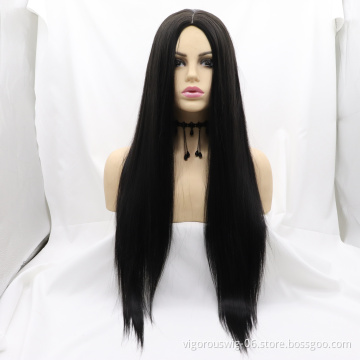 Vigorous best vendors black straight wave long coloured cuticle aligned wigs futura heat resistant synthetic hair for women